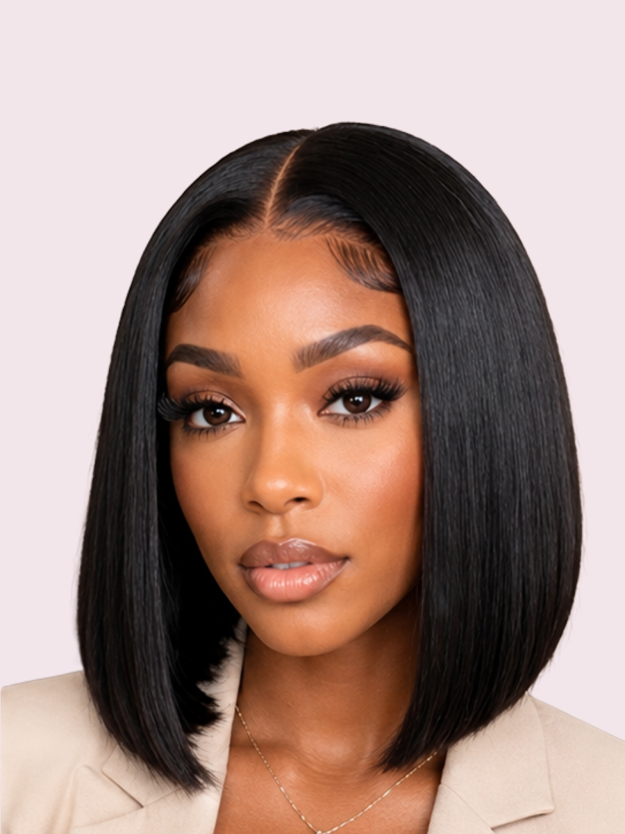 PRE-ORDER Tulum- Ready to Wear Glue less Yaki Straight Bob HD Lace Virgin Wig + FREE GIFTS